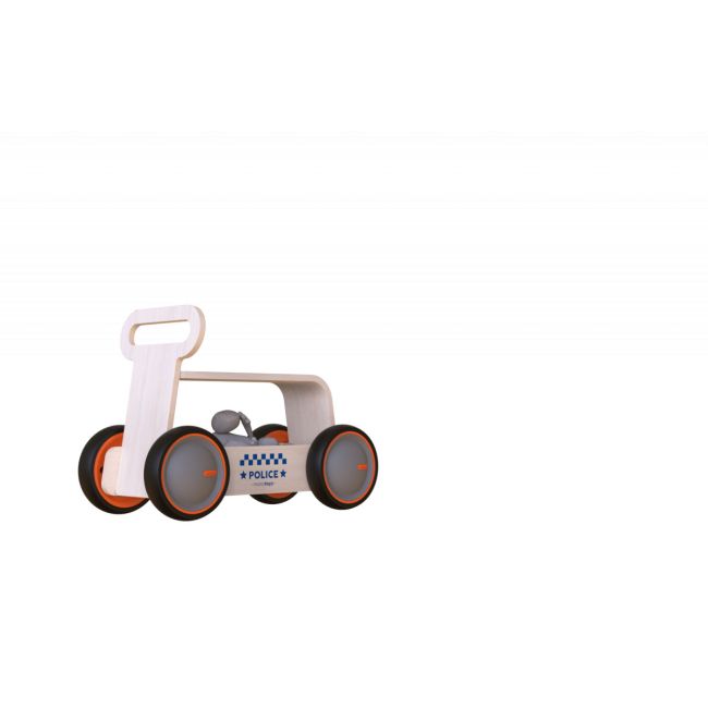 Jucarie din lemn 3 in 1 Politie DriveMe Wood: masinuta ride-on, premergator si carucior de jucarii MamaToyz JEMMtyz_rideonwood2