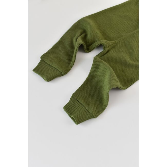 Set 3 piese: body cu maneca lunga, panataloni lungi si caciulita din bumbac organic si modal - Verde, Baby Cosy (Marime: 6-9 luni) JEMBC-CSYM22512-6