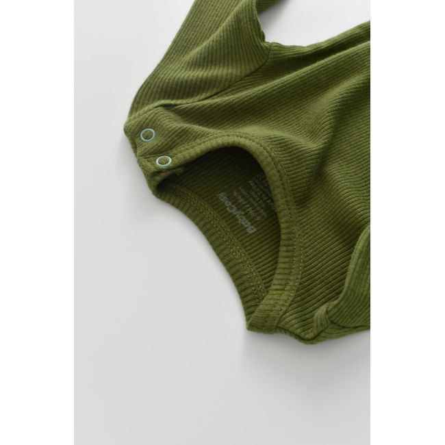 Set 3 piese: body cu maneca lunga, panataloni lungi si caciulita din bumbac organic si modal - Verde, Baby Cosy (Marime: 6-9 luni) JEMBC-CSYM22512-6