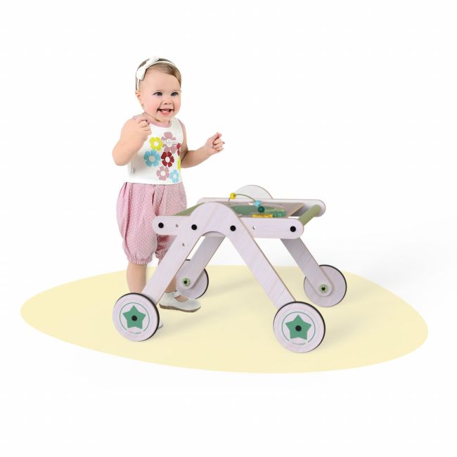 Antepremergator din lemn cu masuta de activitati 2 in 1 MamaToyz JEMMtyz_walkme