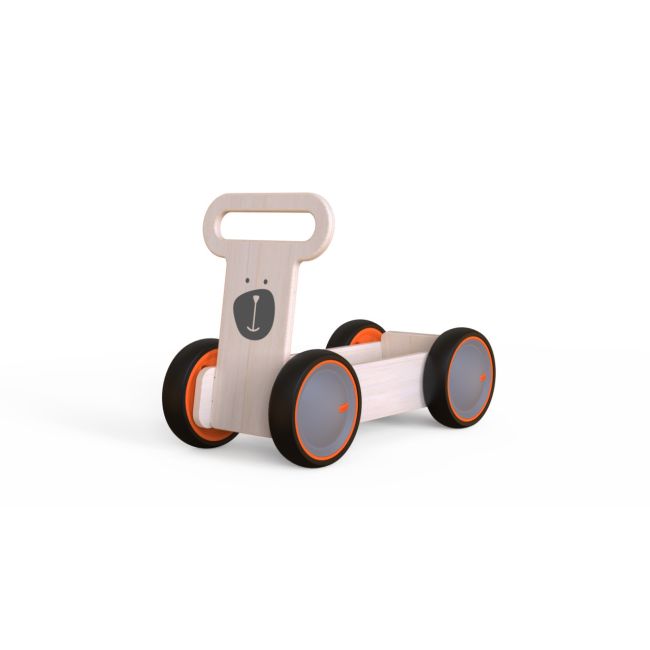 Jucarie din lemn 3 in 1 Ursulet DriveMe Soft: masinuta ride-on, premergator si carucior de jucarii MamaToyz JEMMtyz_rideonsoft1