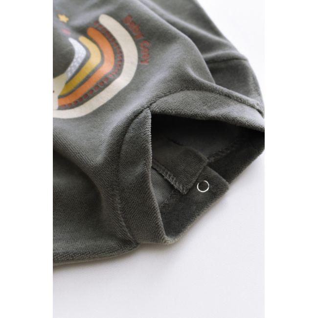 Salopeta Curcubeu cu maneca lunga si botosei din 80%bumbac organic si 20% poliester - Antracit, Baby Cosy (Marime: 3-6 Luni) JEMBC-CSYK6002-3