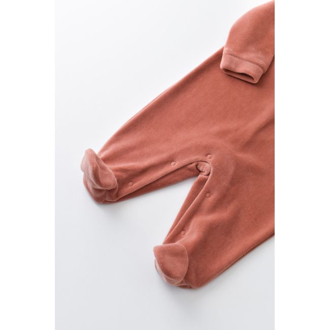 Salopeta Curcubeu cu maneca lunga si botosei din 80%bumbac organic si 20% poliester - Caramiziu, Baby Cosy (Marime: 3-6 Luni) JEMBC-CSYK6004-3