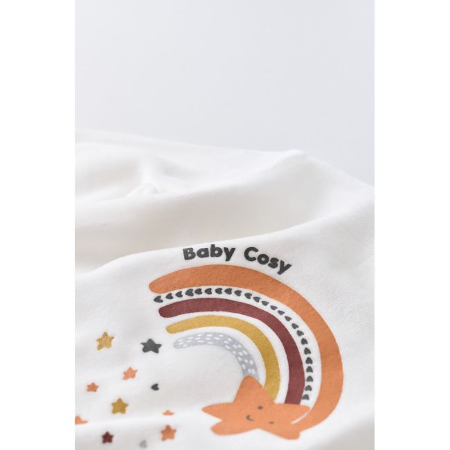 Salopeta Curcubeu cu maneca lunga si botosei din 80%bumbac organic si 20% poliester - Ecru, Baby Cosy (Marime: 6-9 luni) JEMBC-CSYK6000-6