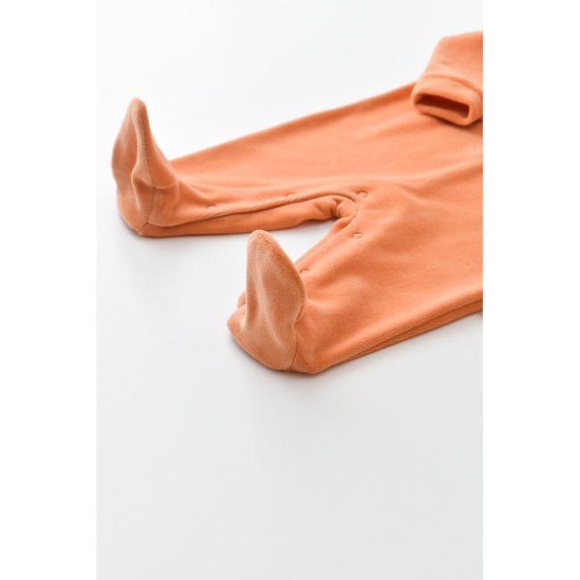 Salopeta Curcubeu cu maneca lunga si botosei din 80%bumbac organic si 20% poliester - Portocaliu, Baby Cosy (Marime: 0-3 Luni) JEMBC-CSYK6003-0