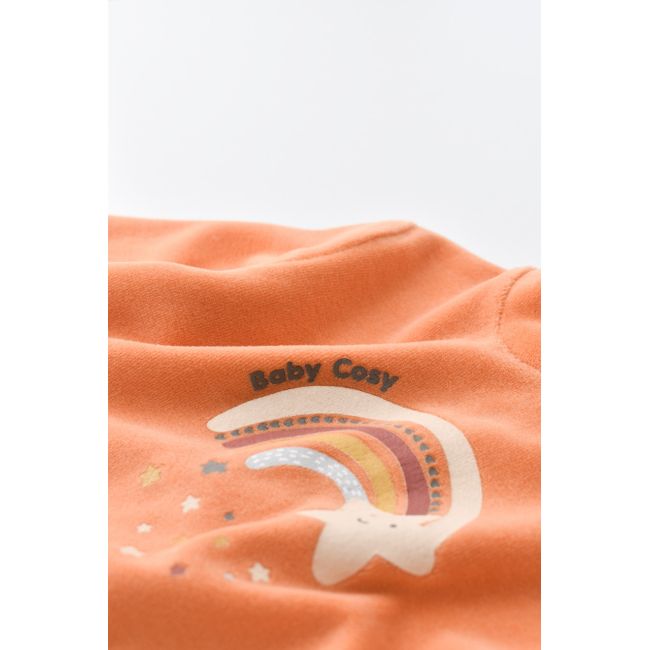 Salopeta Curcubeu cu maneca lunga si botosei din 80%bumbac organic si 20% poliester - Portocaliu, Baby Cosy (Marime: 0-3 Luni) JEMBC-CSYK6003-0