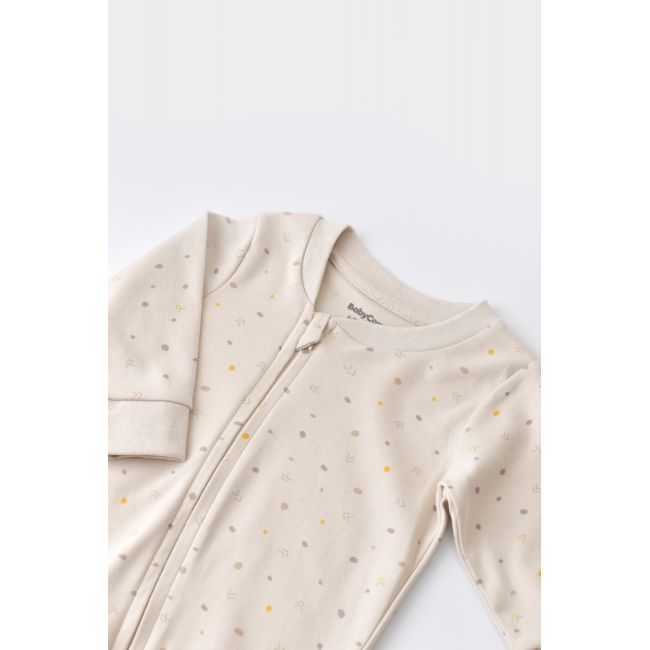 Salopeta cu fermoar cu maneca lunga si panataloni lungi - 100%bumbac organic - Crem cu buline, Baby Cosy (Marime: 3-6 Luni) JEMBC-CSY3040-3