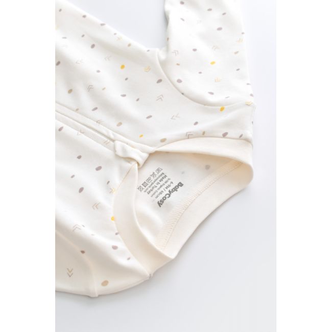 Salopeta cu fermoar cu maneca lunga si panataloni lungi - 100%bumbac organic - Ecru cu buline, Baby Cosy (Marime: 3-6 Luni) JEMBC-CSY3039-3