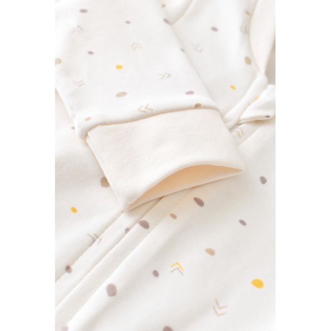 Salopeta cu fermoar cu maneca lunga si panataloni lungi - 100%bumbac organic - Ecru cu buline, Baby Cosy (Marime: 3-6 Luni) JEMBC-CSY3039-3