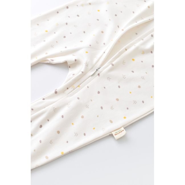 Salopeta cu fermoar cu maneca lunga si panataloni lungi - 100%bumbac organic - Ecru cu buline, Baby Cosy (Marime: 6-9 luni) JEMBC-CSY3039-6