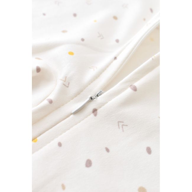 Salopeta cu fermoar cu maneca lunga si panataloni lungi - 100%bumbac organic - Ecru cu buline, Baby Cosy (Marime: 9-12 luni) JEMBC-CSY3039-9