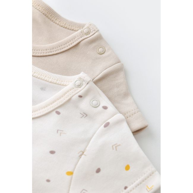 Set 2 body-uri bebe unisex -100% bumbac organic - Ecru cu buline, Baby Cosy (Marime: 12-18 Luni) JEMBC-CSY5754-12