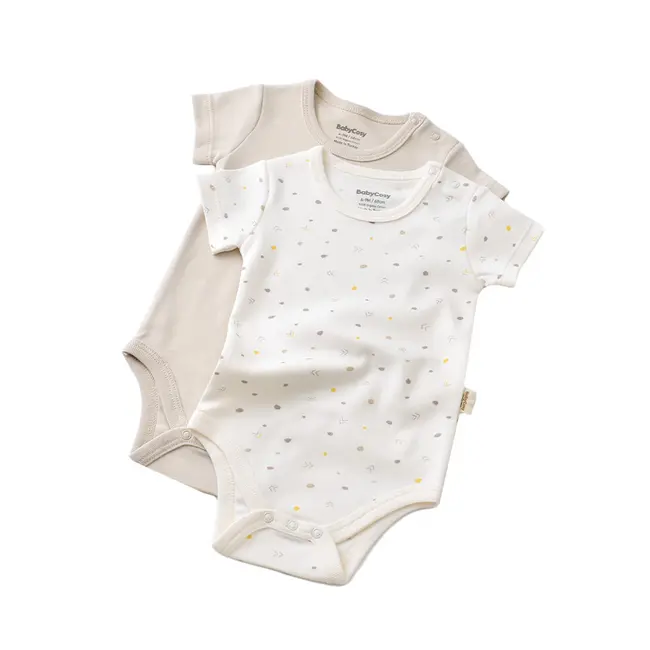 Set 2 body-uri bebe unisex -100% bumbac organic - Ecru cu buline, Baby Cosy (Marime: 6-9 luni) JEMBC-CSY5754-6