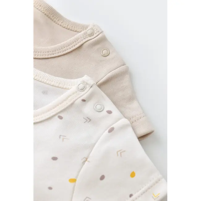 Set 2 body-uri bebe unisex -100% bumbac organic - Ecru cu buline, Baby Cosy (Marime: 6-9 luni) JEMBC-CSY5754-6