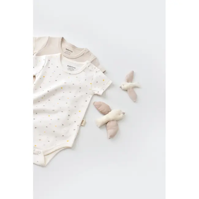 Set 2 body-uri bebe unisex -100% bumbac organic - Ecru cu buline, Baby Cosy (Marime: 6-9 luni) JEMBC-CSY5754-6