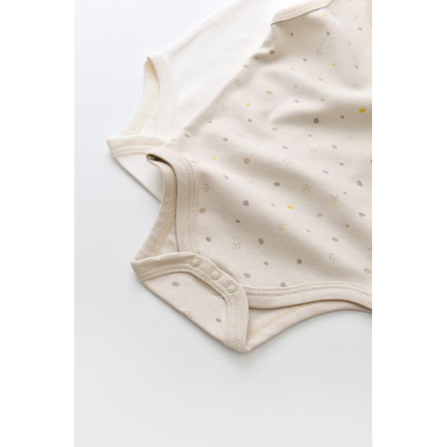 Set 2 body-uri fara maneci bebe unisex -100% bumbac organic - Crem cu buline, Baby Cosy (Marime: 0-3 Luni) JEMBC-CSY5704-0