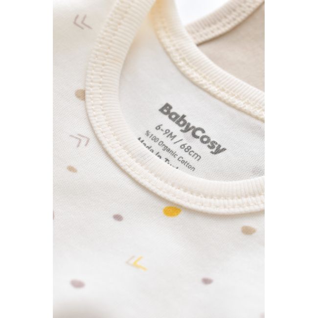 Set 2 body-uri fara maneci bebe unisex -100% bumbac organic - Ecru cu buline, Baby Cosy (Marime: 18-24 Luni) JEMBC-CSY5703-18