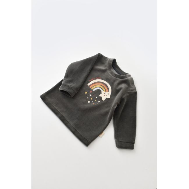 Set Curcubeu cu bluzita cu maneca lunga si panataloni lungi din 80%bumbac organic si 20% poliester - Antracit, Baby Cosy (Marime: 3-6 Luni) JEMBC-CSYK6007-3