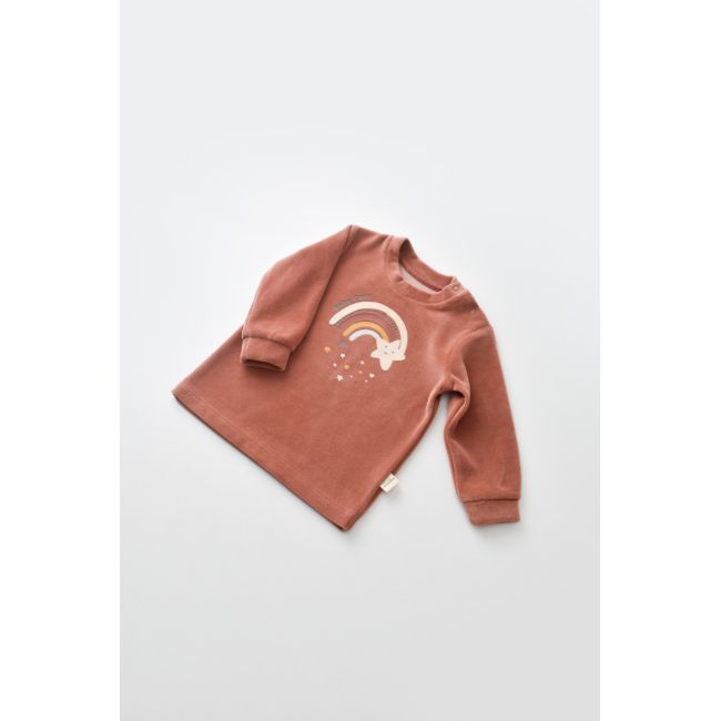 Set Curcubeu cu bluzita cu maneca lunga si panataloni lungi din 80%bumbac organic si 20% poliester - Caramiziu, Baby Cosy (Marime: 12-18 Luni) JEMBC-CSYK6009-12