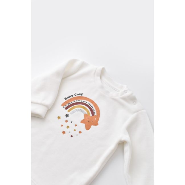 Set Curcubeu cu bluzita cu maneca lunga si panataloni lungi din 80%bumbac organic si 20% poliester - Ecru, Baby Cosy (Marime: 3-6 Luni) JEMBC-CSYK6005-3