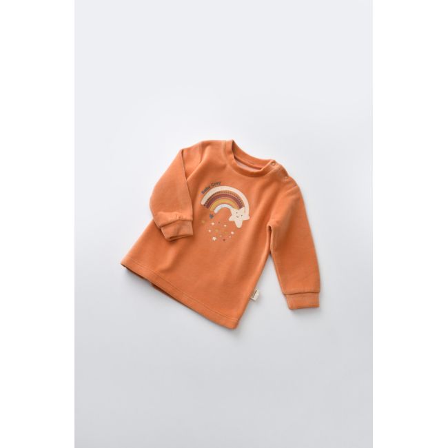 Set Curcubeu cu bluzita cu maneca lunga si panataloni lungi din 80%bumbac organic si 20% poliester - Portocaliu, Baby Cosy (Marime: 18-24 Luni) JEMBC-CSYK6008-18