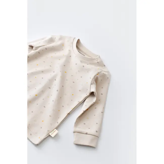 Set bluzita cu maneca lunga si panataloni lungi - bumbac organic 100% - Crem cu buline, Baby Cosy (Marime: 18-24 Luni) JEMBC-CSY2011-18