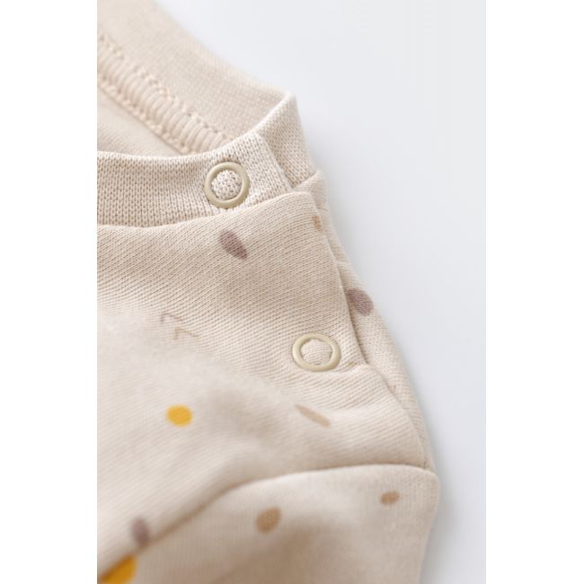 Set bluzita cu maneca lunga si panataloni lungi - bumbac organic 100% - Crem cu buline, Baby Cosy (Marime: 3-6 Luni) JEMBC-CSY2011-3