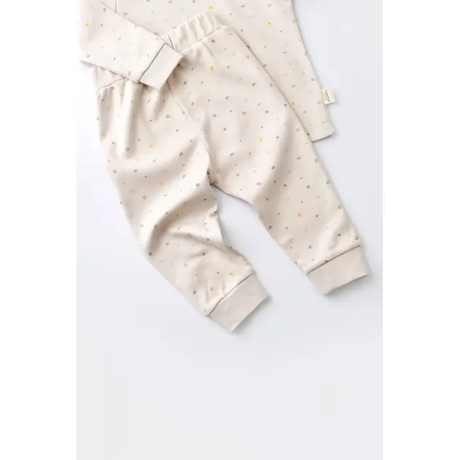 Set bluzita cu maneca lunga si panataloni lungi - bumbac organic 100% - Crem cu buline, Baby Cosy (Marime: 9-12 luni) JEMBC-CSY2011-9