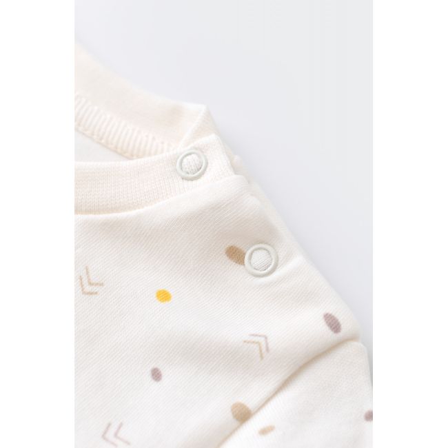 Set bluzita cu maneca lunga si panataloni lungi - bumbac organic 100% - Ecru cu buline, Baby Cosy (Marime: 12-18 Luni) JEMBC-CSY2010-12