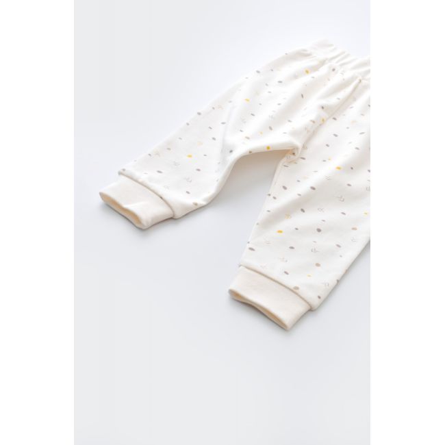 Set bluzita cu maneca lunga si panataloni lungi - bumbac organic 100% - Ecru cu buline, Baby Cosy (Marime: 6-9 luni) JEMBC-CSY2010-6