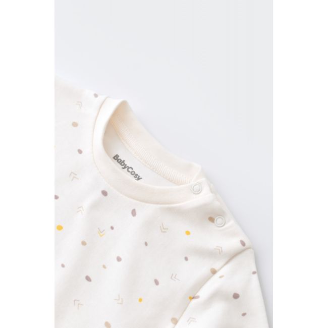 Set bluzita cu maneca lunga si panataloni lungi - bumbac organic 100% - Ecru cu buline, Baby Cosy (Marime: 6-9 luni) JEMBC-CSY2010-6