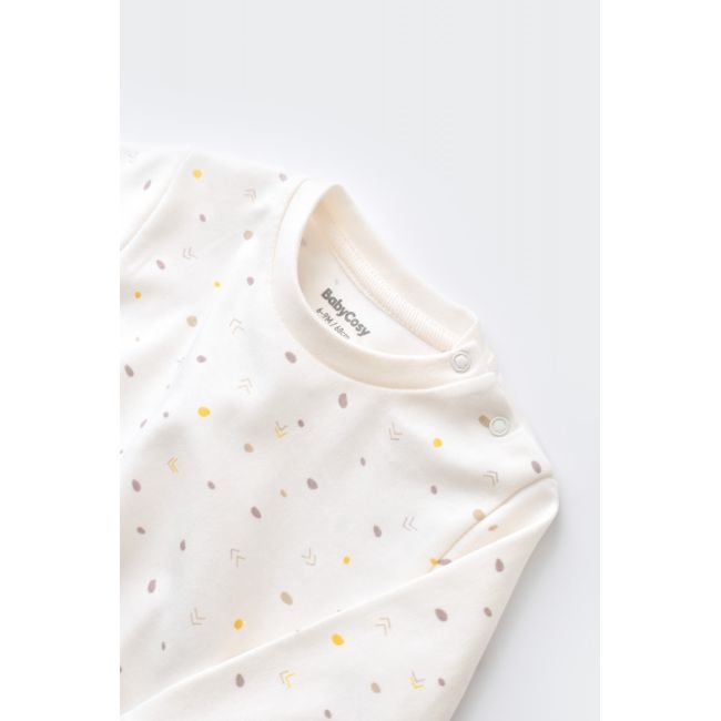 Set bluzita cu maneca lunga si panataloni lungi - bumbac organic 100% - Ecru cu buline, Baby Cosy (Marime: 6-9 luni) JEMBC-CSY2010-6