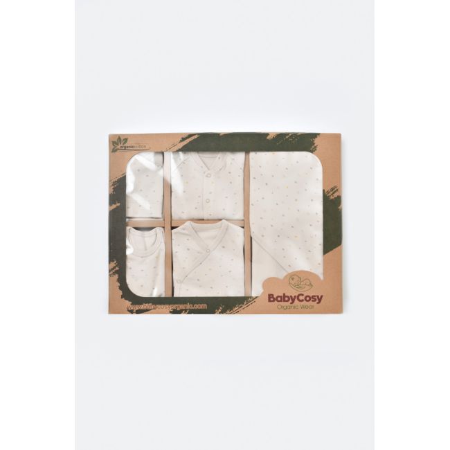 Set de 10 piese pentru nou nascut - 100% bumbac organic - Crem cu buline, Baby Cosy JEMBC-CSY5110