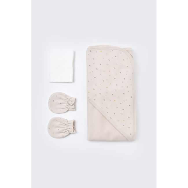 Set de 10 piese pentru nou nascut - 100% bumbac organic - Crem cu buline, Baby Cosy JEMBC-CSY5110