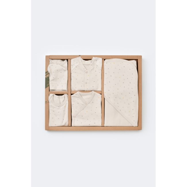 Set de 10 piese pentru nou nascut - 100% bumbac organic - Crem cu buline, Baby Cosy JEMBC-CSY5110