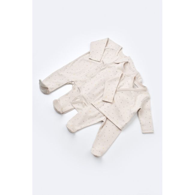 Set de 10 piese pentru nou nascut - 100% bumbac organic - Crem cu buline, Baby Cosy JEMBC-CSY5110