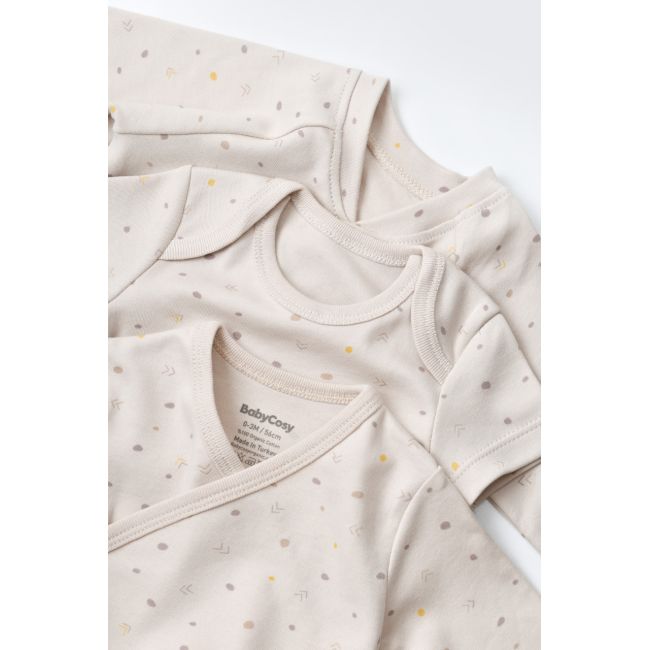 Set de 10 piese pentru nou nascut - 100% bumbac organic - Crem cu buline, Baby Cosy JEMBC-CSY5110