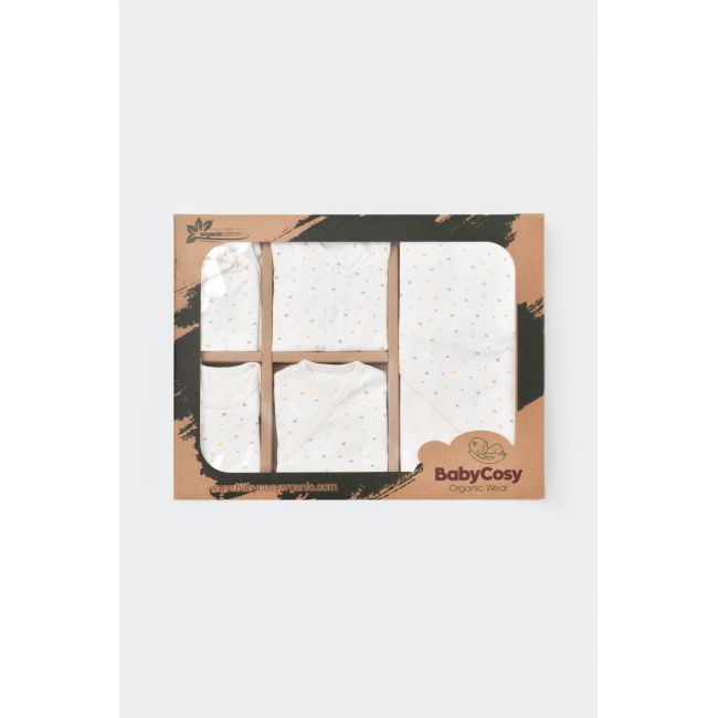 Set de 10 piese pentru nou nascut - 100% bumbac organic - Ecru cu buline, Baby Cosy JEMBC-CSY5109