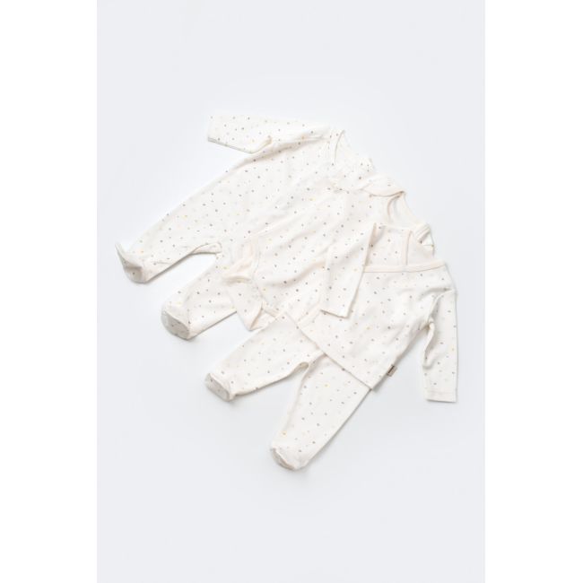 Set de 10 piese pentru nou nascut - 100% bumbac organic - Ecru cu buline, Baby Cosy JEMBC-CSY5109