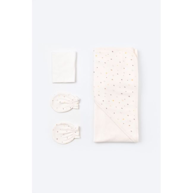 Set de 10 piese pentru nou nascut - 100% bumbac organic - Ecru cu buline, Baby Cosy JEMBC-CSY5109