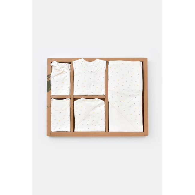 Set de 10 piese pentru nou nascut - 100% bumbac organic - Ecru cu buline, Baby Cosy JEMBC-CSY5109