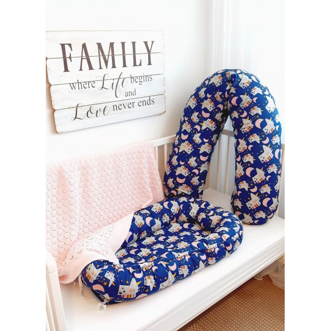 Baby nest din bumbac, Eko, Navy KRT133638