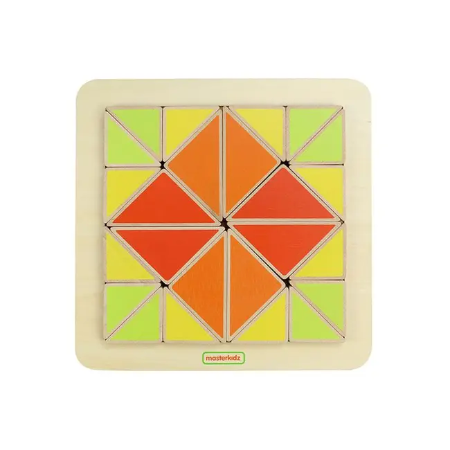 Joc creativ Mozaic de triunghiuri, din lemn, +18 luni, Masterkidz KDGMK02310