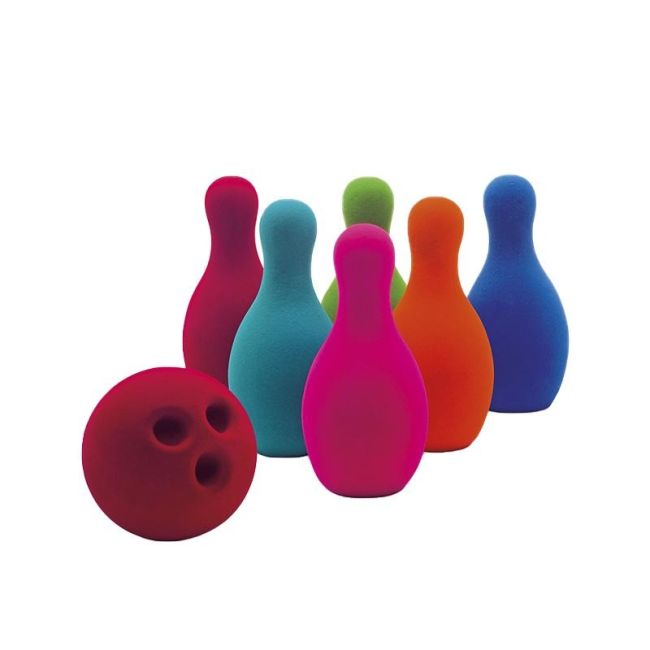 Joc educativ bowling din cauciuc natural, 19 cm, Rubbabu KDGRU20073