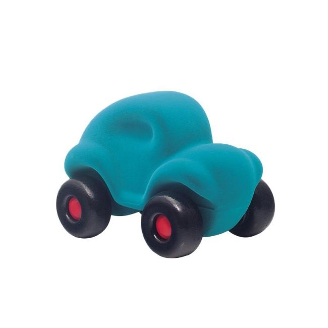 Jucarie cauciuc natural Masinuta, turquoise, 18 cm, Rubbabu KDGRU23017