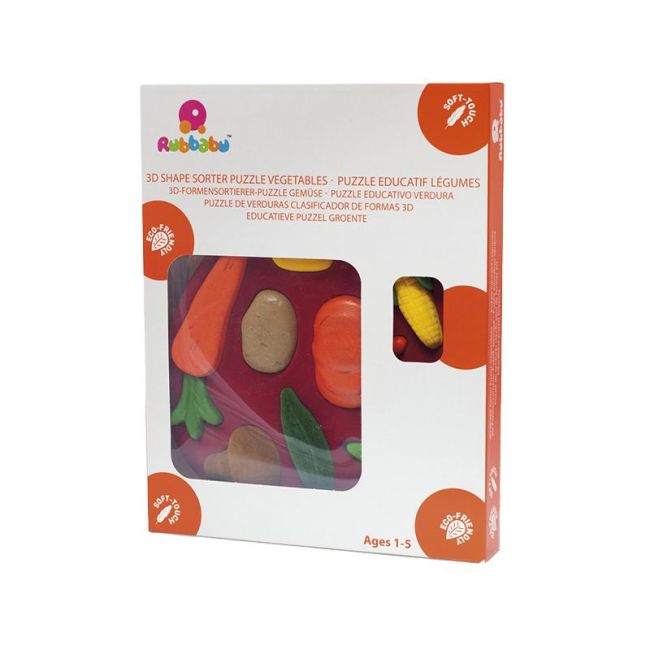 Jucarie sortator forme 3D din cauciuc natural Legumele, Rubbabu KDGRU20156