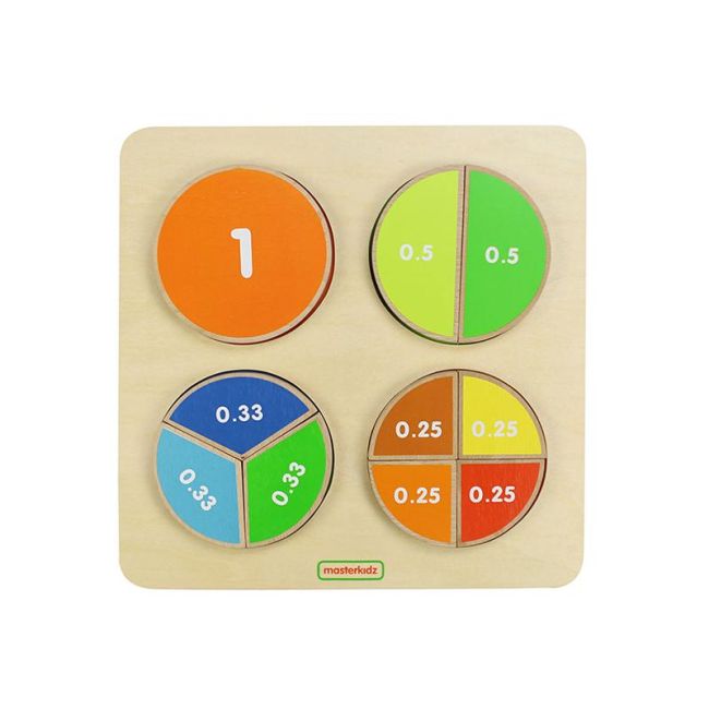 Panou educativ Fractiile, din lemn, +3 ani, Masterkidz KDGMK00552