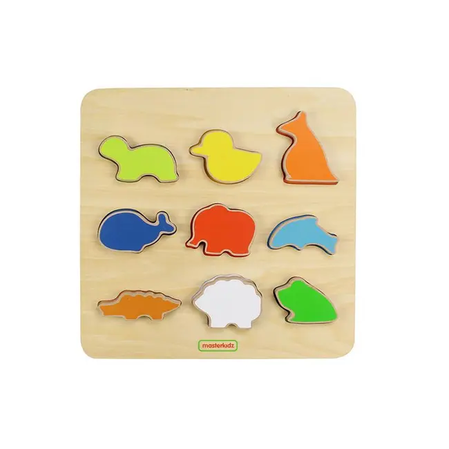 Panou educativ sortator de forme (animale), din lemn, +2 ani, Masterkidz KDGMK00613