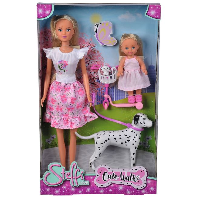 Papusa simba steffi love cute walk papusa 29 cm, papusa 12 cm, 2 figurine si accesorii hubs105733605