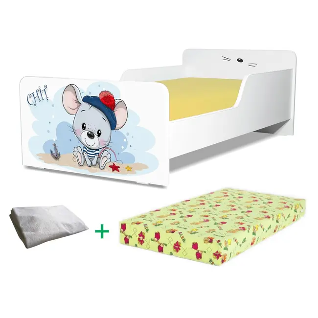 Pachet Promo Pat Start Chit copii 2-8 ani, cu saltea SmartNest cu lana 140x70x12 si husa impermeabila - PC-PCH-PRO-STR-CHIT-70